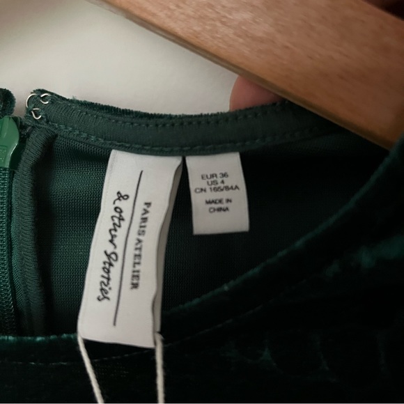 & Other Stories Emerald Green Velvet Croc dress, Size 4 Eur 36, NWT - Picture 5 of 9